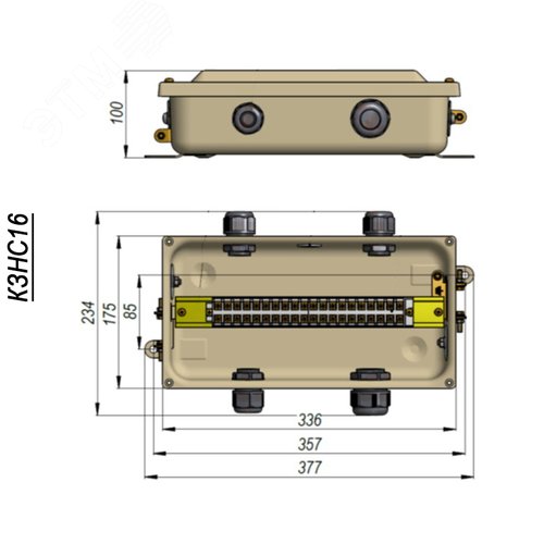 Коробка с зажимами наборными КЗНС-16 УХЛ1,5 IP65  латунный ввод ГОФРОМАТИК - фото 3
