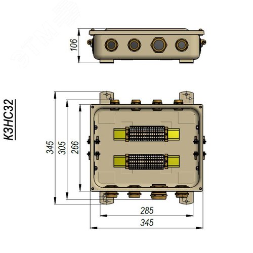 Коробка с зажимами наборными КЗНС-32 У2 IP54  пластиковый ввод ГОФРОМАТИК - фото 3
