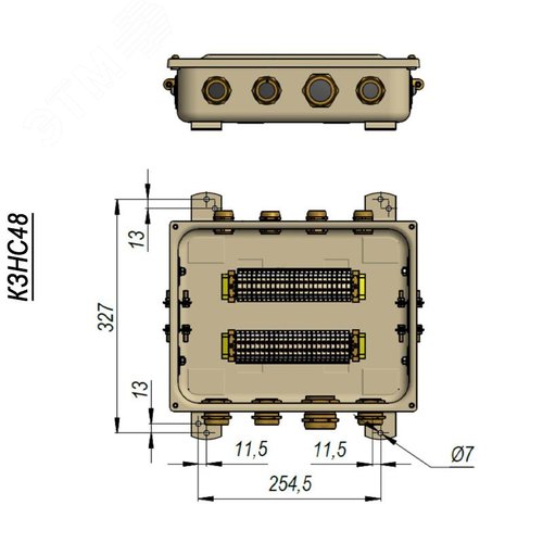 Коробка с зажимами наборными КЗНС-48 УХЛ 1,5 IP65 латунный ввод ГОФРОМАТИК - фото 3
