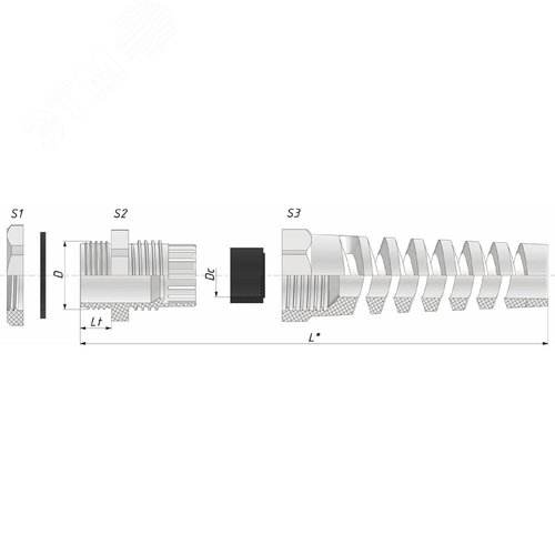 Кабельный ввод ВКС-ПР-M12-6.5-L8 черный IP68 ГОФРОМАТИК - фото 5