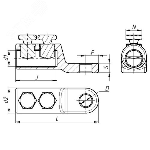 Наконечник болтовой 2НБ-2-102 (70-120) ЗЭТАРУС - фото 2
