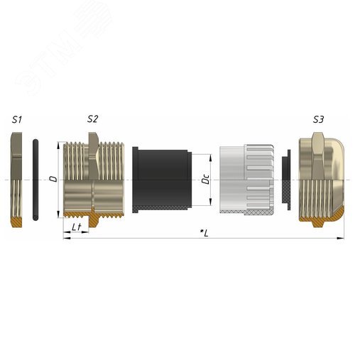 Ввод кабельный  М 8 латунный УТ1,5 IP66/IP67/IP68 (d кабеля 2-4 мм) ГОФРОМАТИК - фото 3