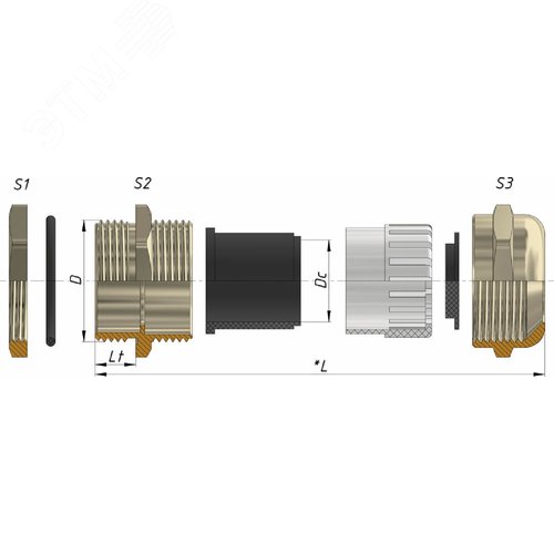 Ввод кабельный PG 48 латунный УТ1,5 IP66/67/68 (d кабеля 37-44 мм) ГОФРОМАТИК - фото 4