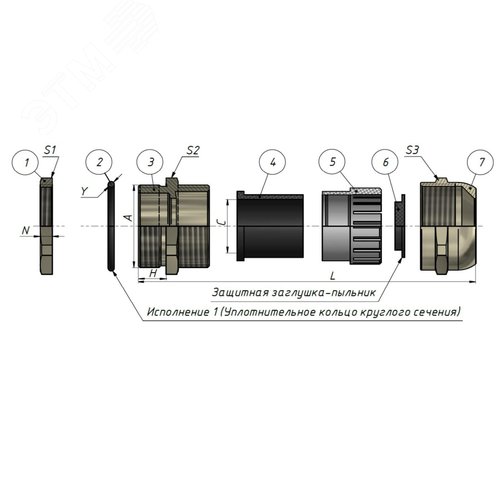 Ввод кабельный G3 латунный УТ1,5 IP68 (d кабеля 65-70 мм) ГОФРОМАТИК - фото 4