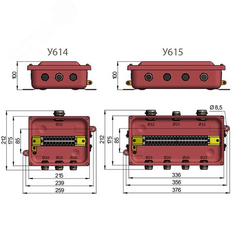 Коробка клеммная У614А УХЛ1,5 IP65 латунный ввод ГОФРОМАТИК - фото 3