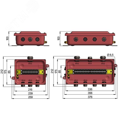 Коробка монтажная КМ 65-20 УХЛ1,5 IP65 латунный ввод ГОФРОМАТИК - фото 4