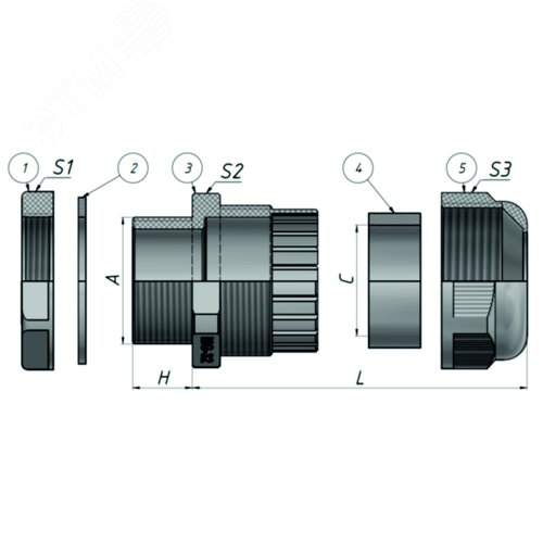 Сальник MG 25 пластик (12-15мм) IP68 ФИОЛЕТ ГОФРОМАТИК - фото 5