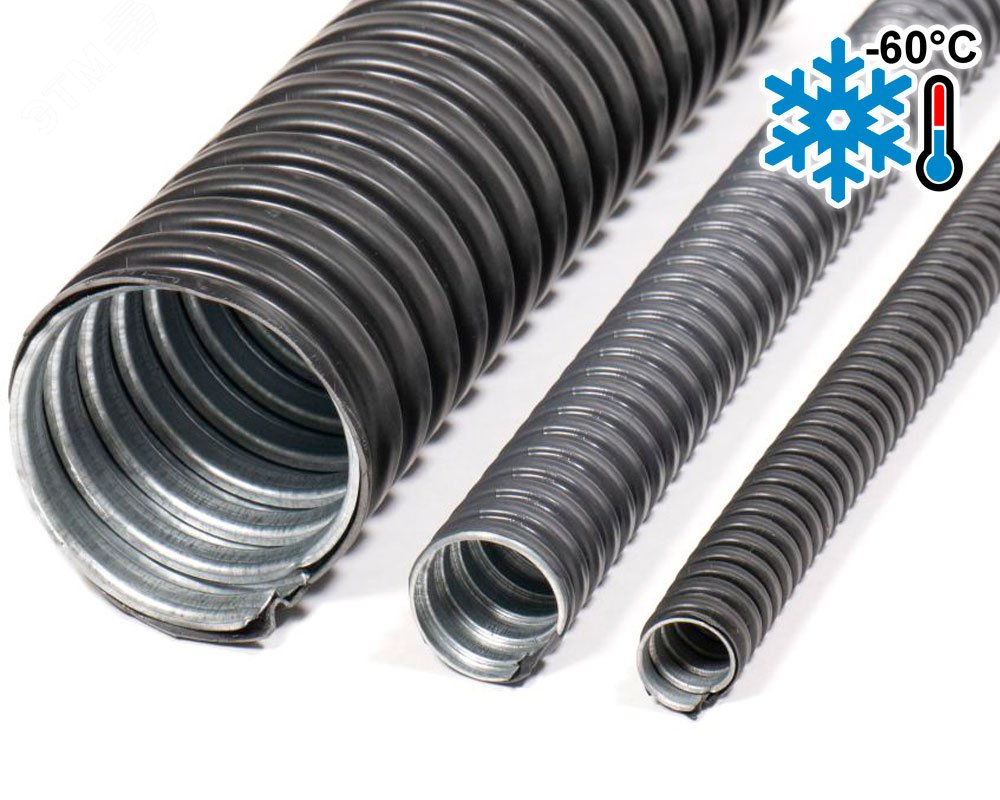 Изображение товара Металлорукав в ПВХ изоляции МРПИ НГ Морозка 25, 50 м, черный