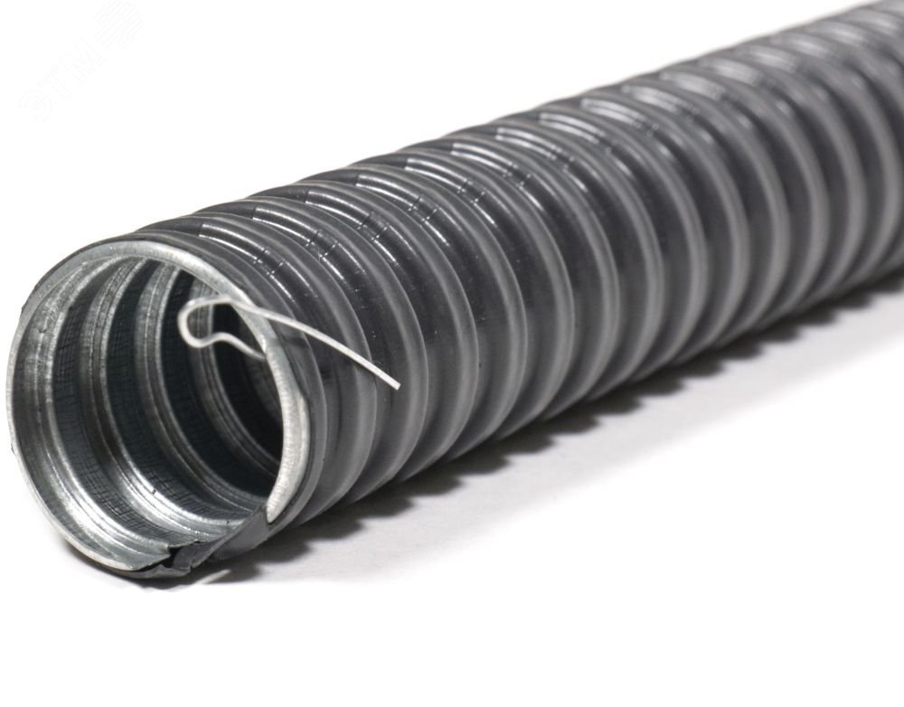 Изображение товара Металлорукав в ПВХ изоляции МРПИ НГ 16 50 м черный ГОФРОМАТИК для прокладки кабелей