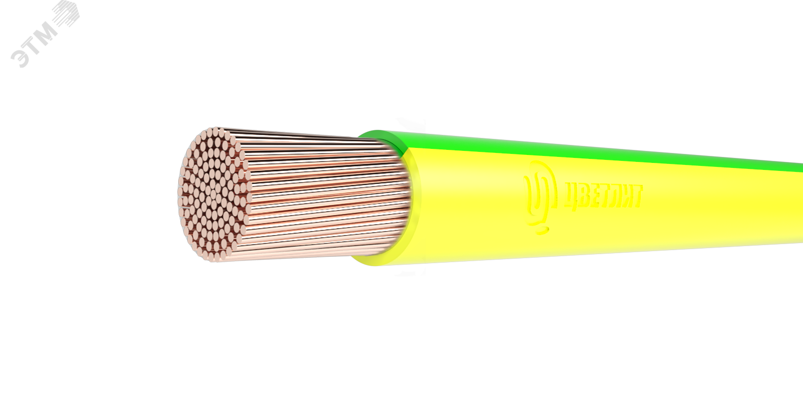 Провод силовой ПуГВ 1х1.5 желто-зеленый ТРТС многопроволочный  Цветлит КЗ - превью