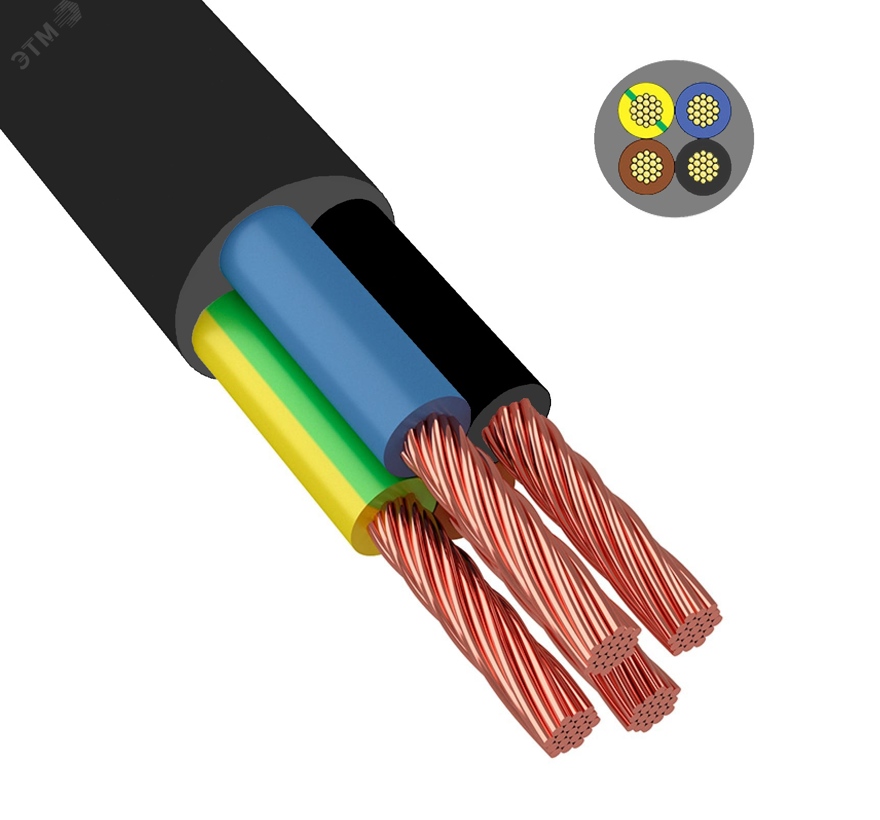 Провод ПВС 4х1-0.660 черный ТРТС Элкаб