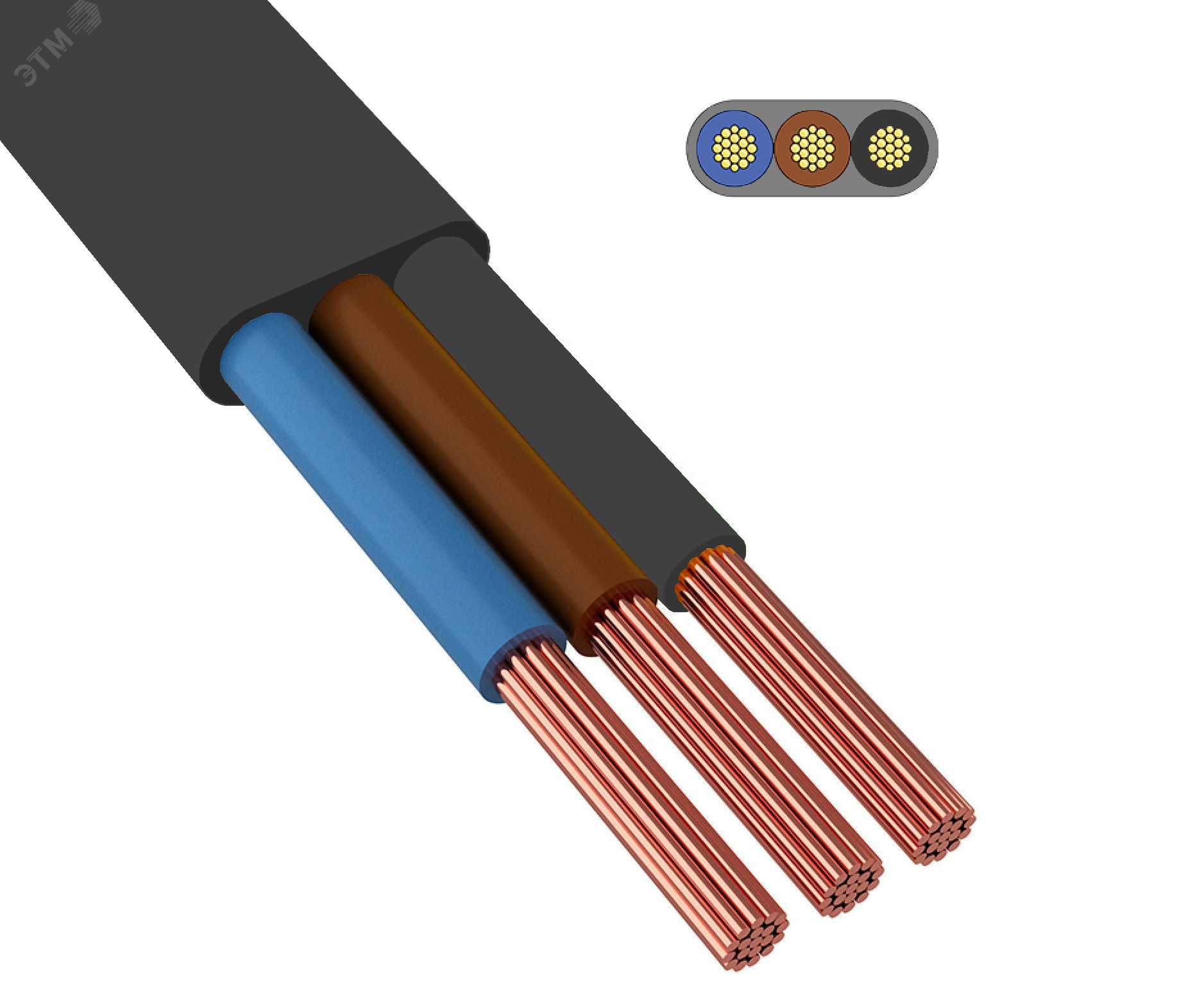 Шнур ШВВП 3х0,75-0.380 черный ТРТС Элкаб