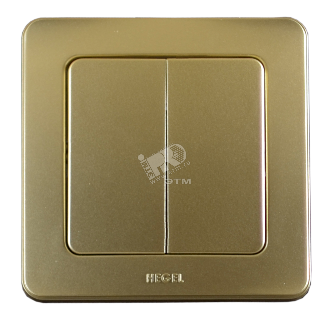 Изображение товара Двухклавишный скрытый выключатель золото 16А серия Master HEGEL