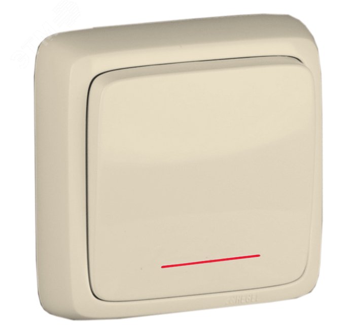 Изображение товара Выключатель одноклавишный наружный с изоляционной пластиной с индикацией слоновая кость 10А (шт)