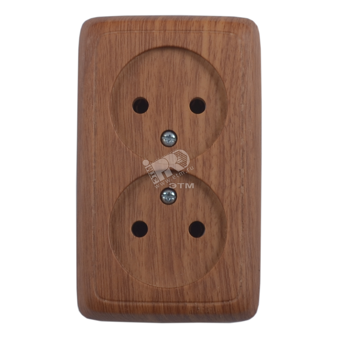 Изображение товара Двойная наружная розетка силовая с изоляционной пластиной дуб HEGEL