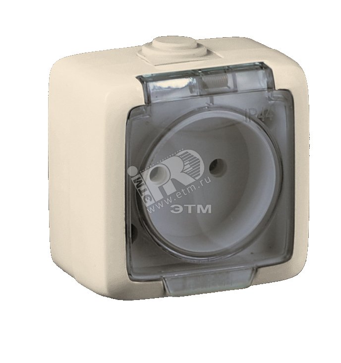 Изображение товара Розетка наружная без заземления IP44 слоновая кость HEGEL