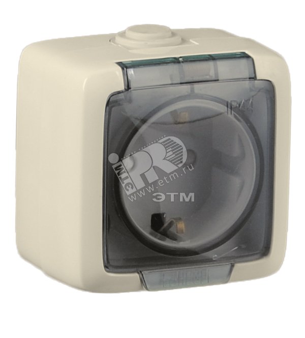 Изображение товара Наружная розетка с заземлением IP44 без шторок серия Alfa HEGEL