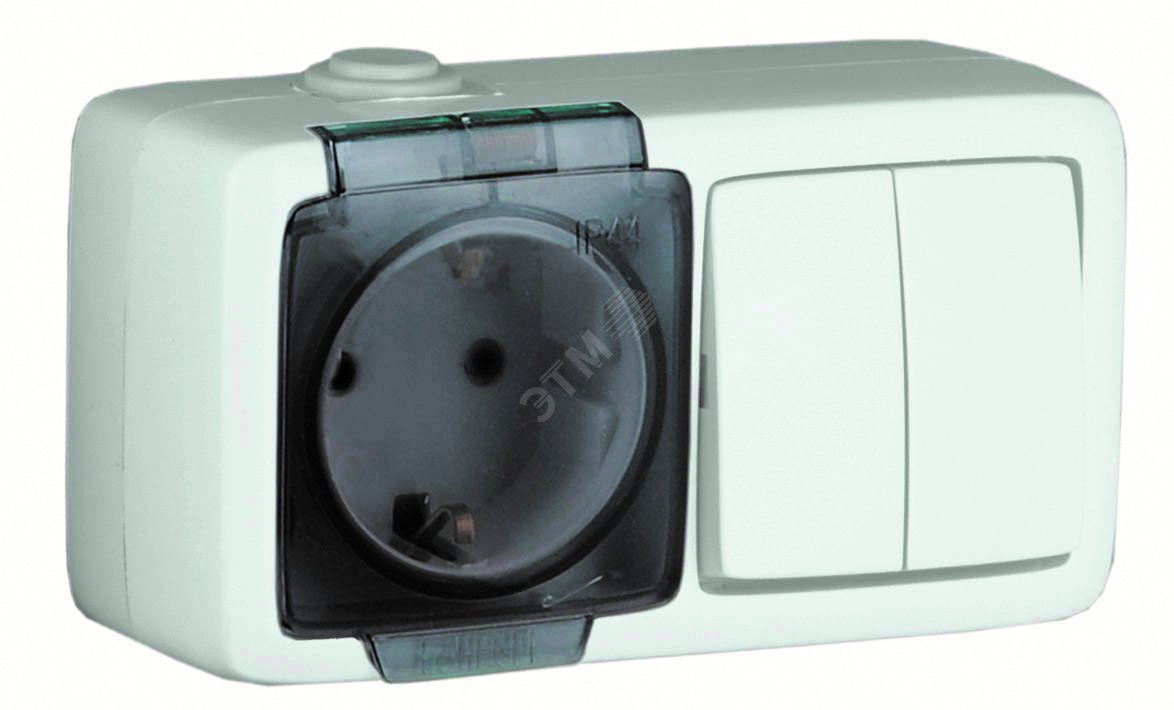 Изображение товара Розетка силовая бытовая Alfa с пылевлагозащитой белая