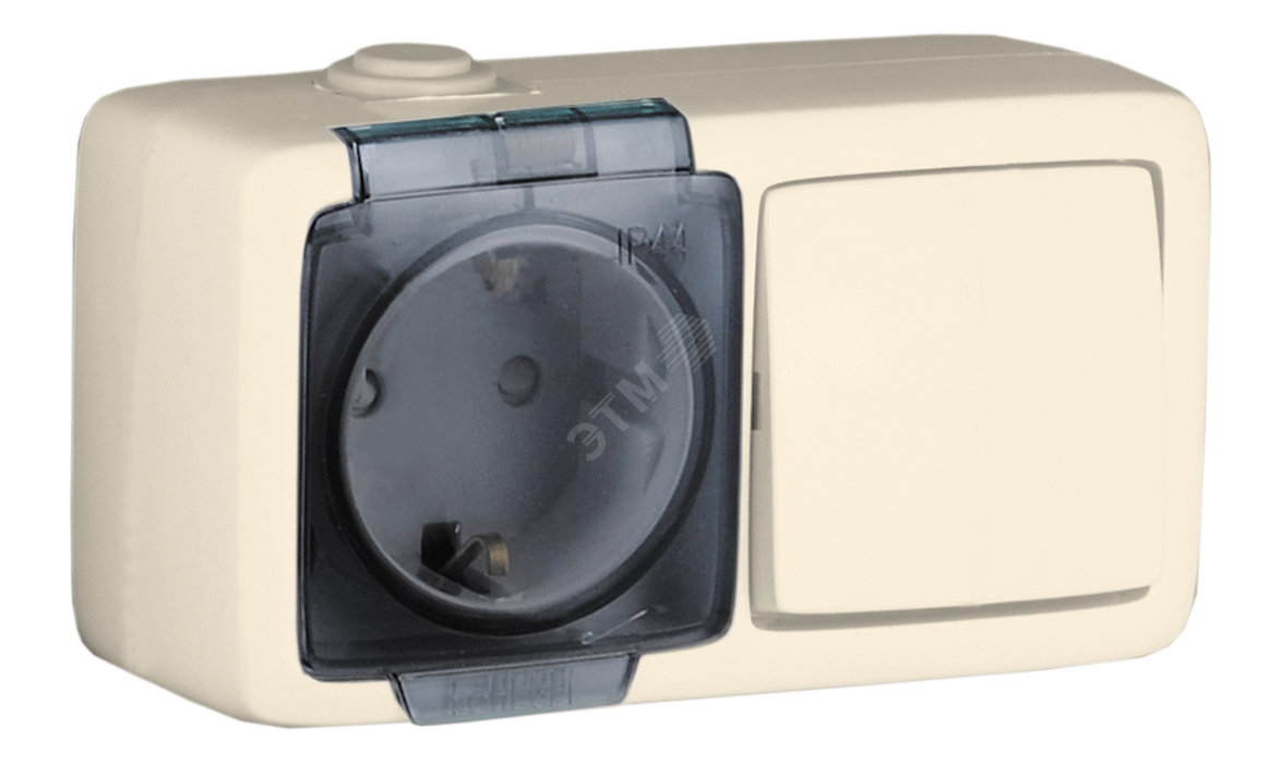 Изображение товара Блок с пылевлагозащитой Alfa IP44 розетка со шторками и заземлением