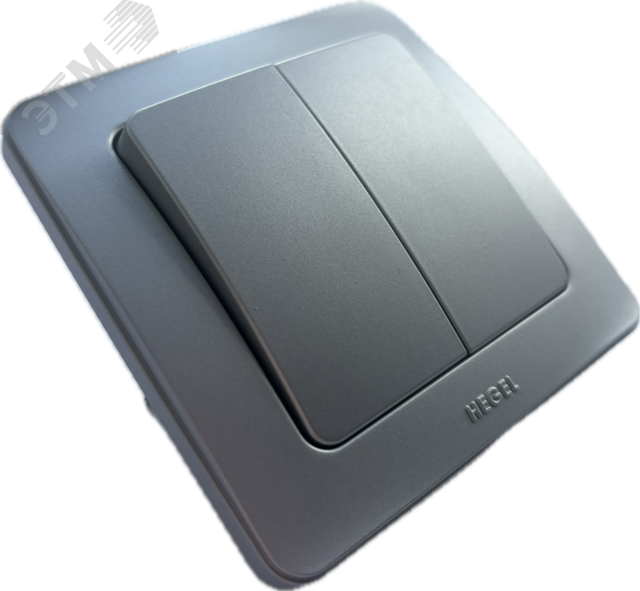 Изображение товара Двухклавишный скрытый выключатель серебро 10А для освещения