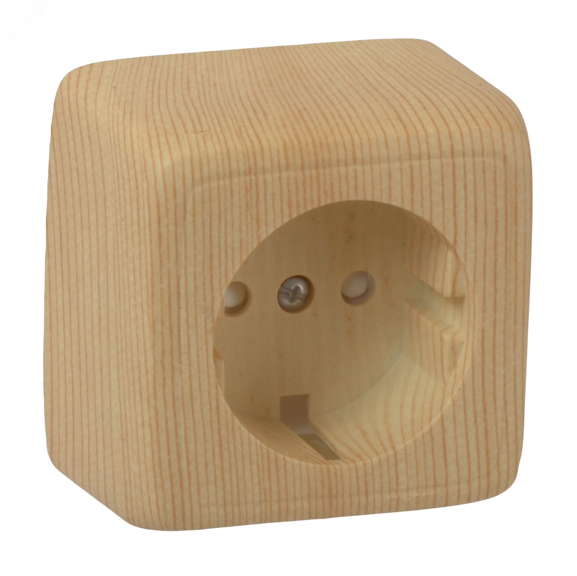 Изображение товара Розетка наружная с заземлением и изоляционной пластиной сосна 220 В 16 А