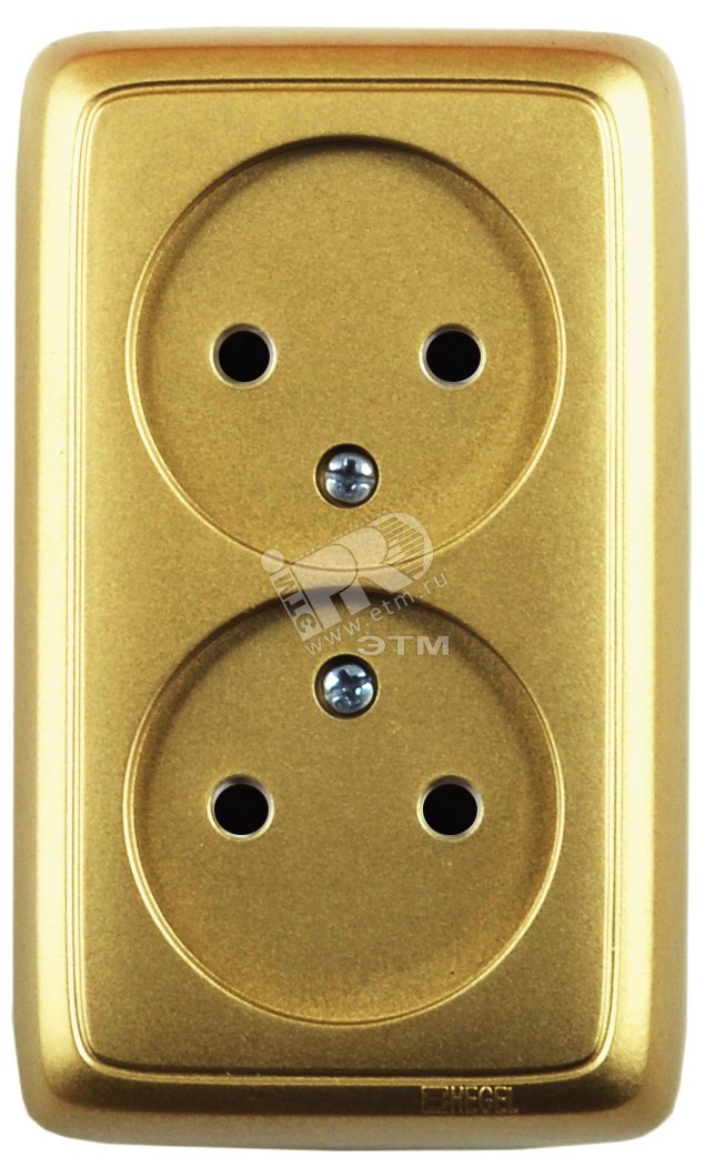Изображение товара Розетка двойная наружная с изоляционной пластиной золото (шт)