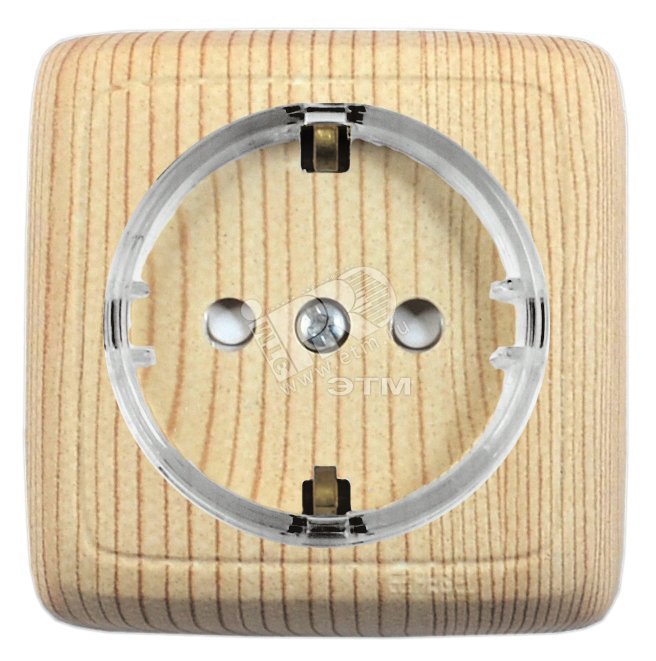 Изображение товара Розетка наружная силовая с заземлением серия Alfa из пластика цвет дерево, IP20