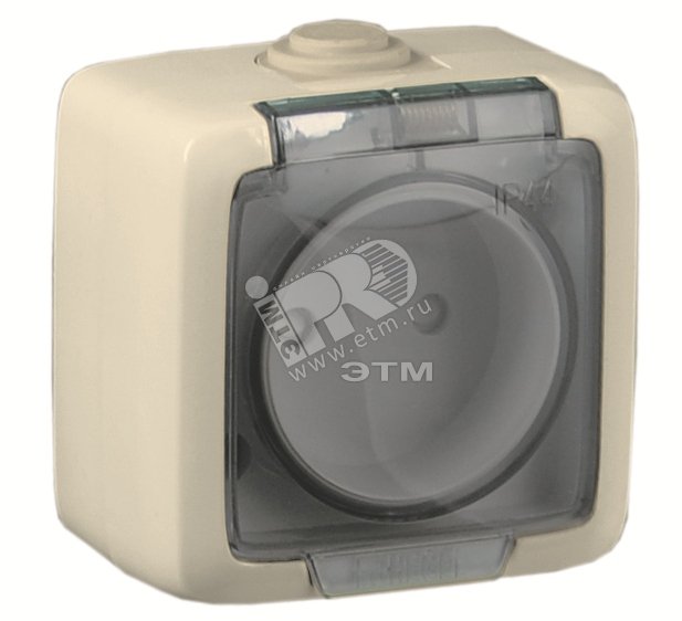 Изображение товара Наружная розетка со шторками без заземления слоновая кость 220 В 16 А IP44