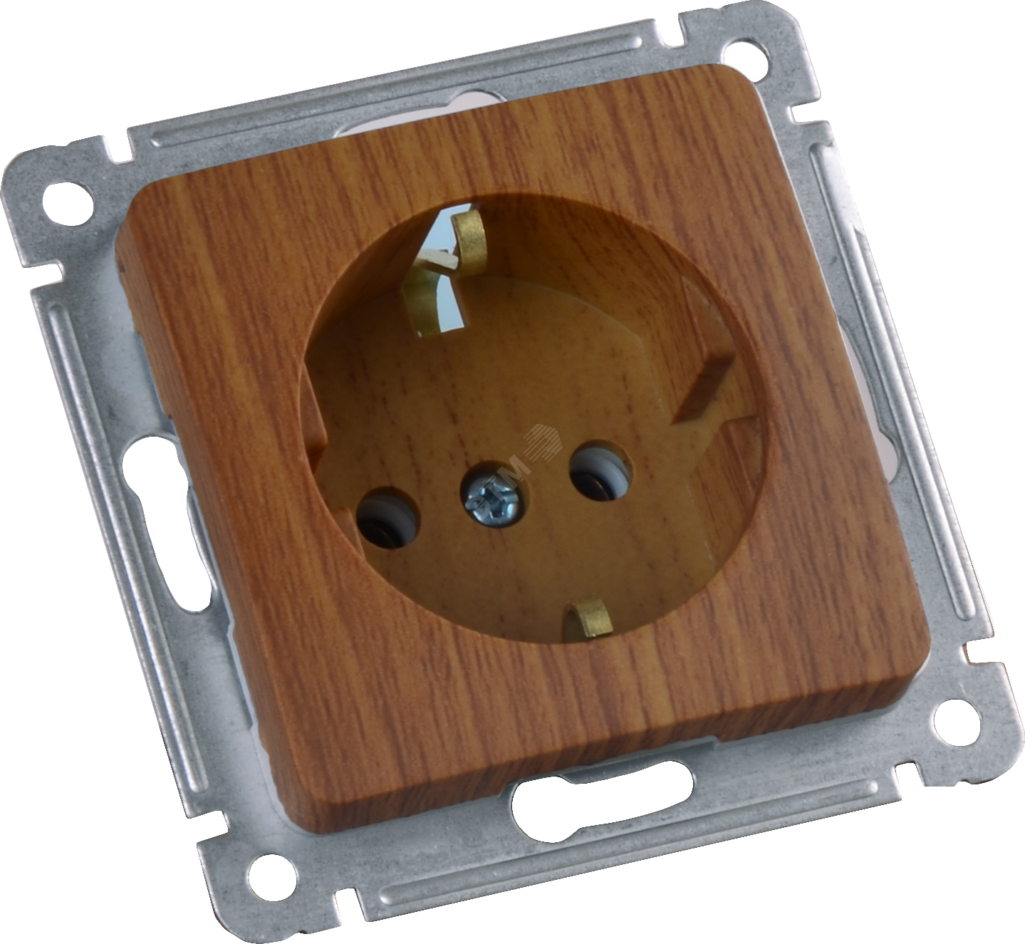 Изображение товара Одноместная розетка MASTER с заземляющим контактом скрытая установка дуб