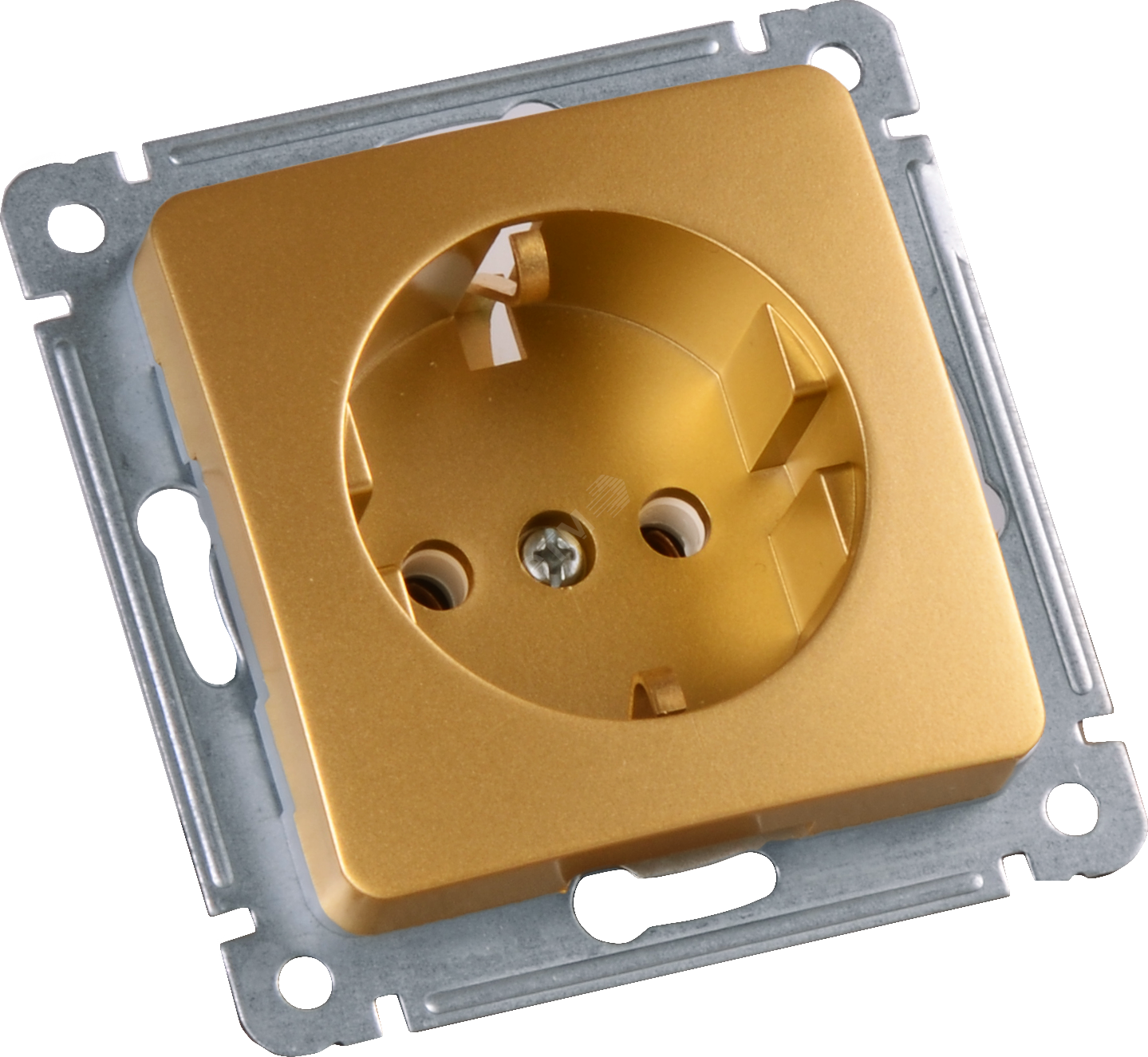 Изображение товара Розетка силовая с заземлением серия MASTER, скрытая установка, цвет золото