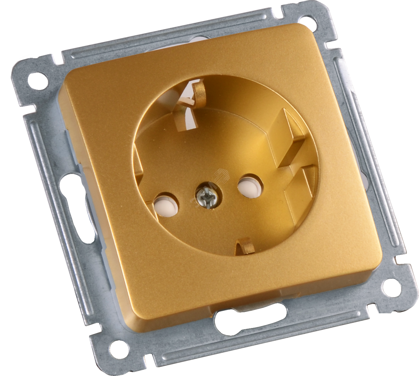 Изображение товара MASTER Розетка одноместная с заземляющим контактом, со шторками, скрытой установки, в рамку, золото (шт)