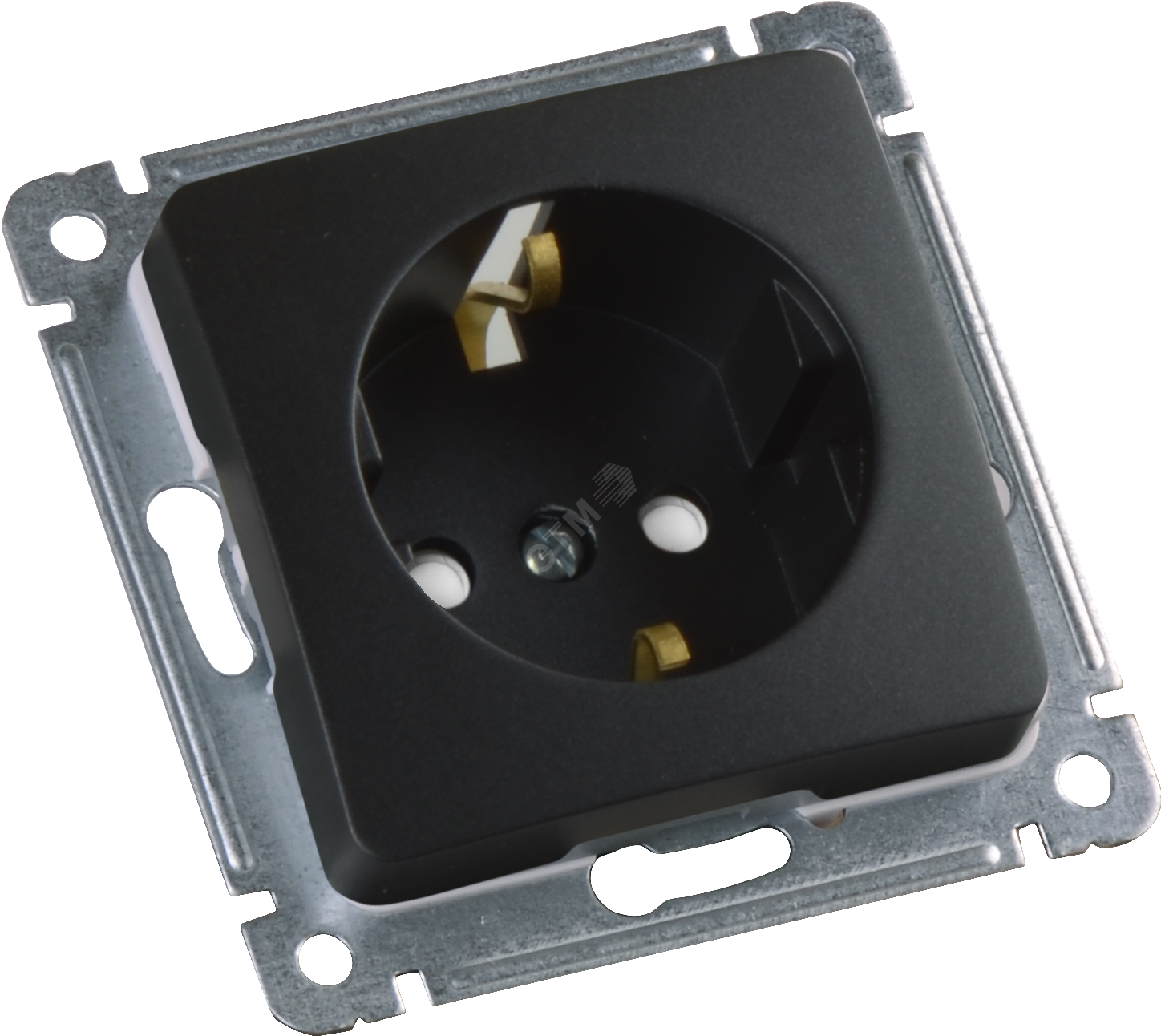 Изображение товара MASTER Розетка одноместная с заземляющим контактом, со шторками, скрытой установки, в рамку, черный (шт)