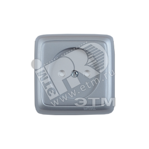 Розетка наружная со шторками с изоляционной пластиной серебро РА16-104-06 HEGEL