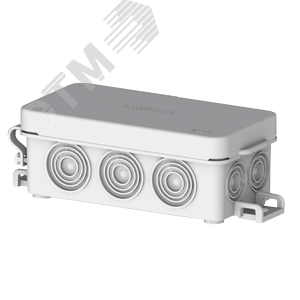 Изображение товара Коробка распаячная ОУ 106х45х34мм (81х38х30 - внутренний размер) уст.лапки 10 мем бр.вводов полип.серая IP54 (шт)