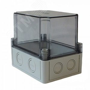 Коробка приборная АБС-пластик,светло-серый цвет корпуса,высокая крышка,прозрачная,пластина МП1