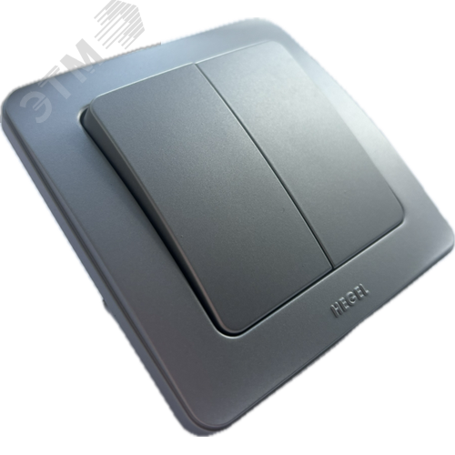 Изображение товара Выключатель двухклавишный скрытый серебро 10А (шт)