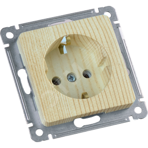 Изображение товара MASTER Розетка одноместная с заземляющим контактом, скрытой установки, в рамку, сосна (шт)