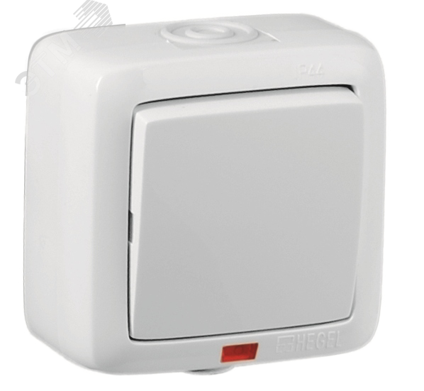 Изображение товара Выключатель одноклавишный наружный с индикацией белый IP44 10А (шт)