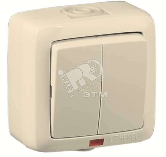 Изображение товара Переключатель одноклавишный наружный с индикацией слоновая кость 16А