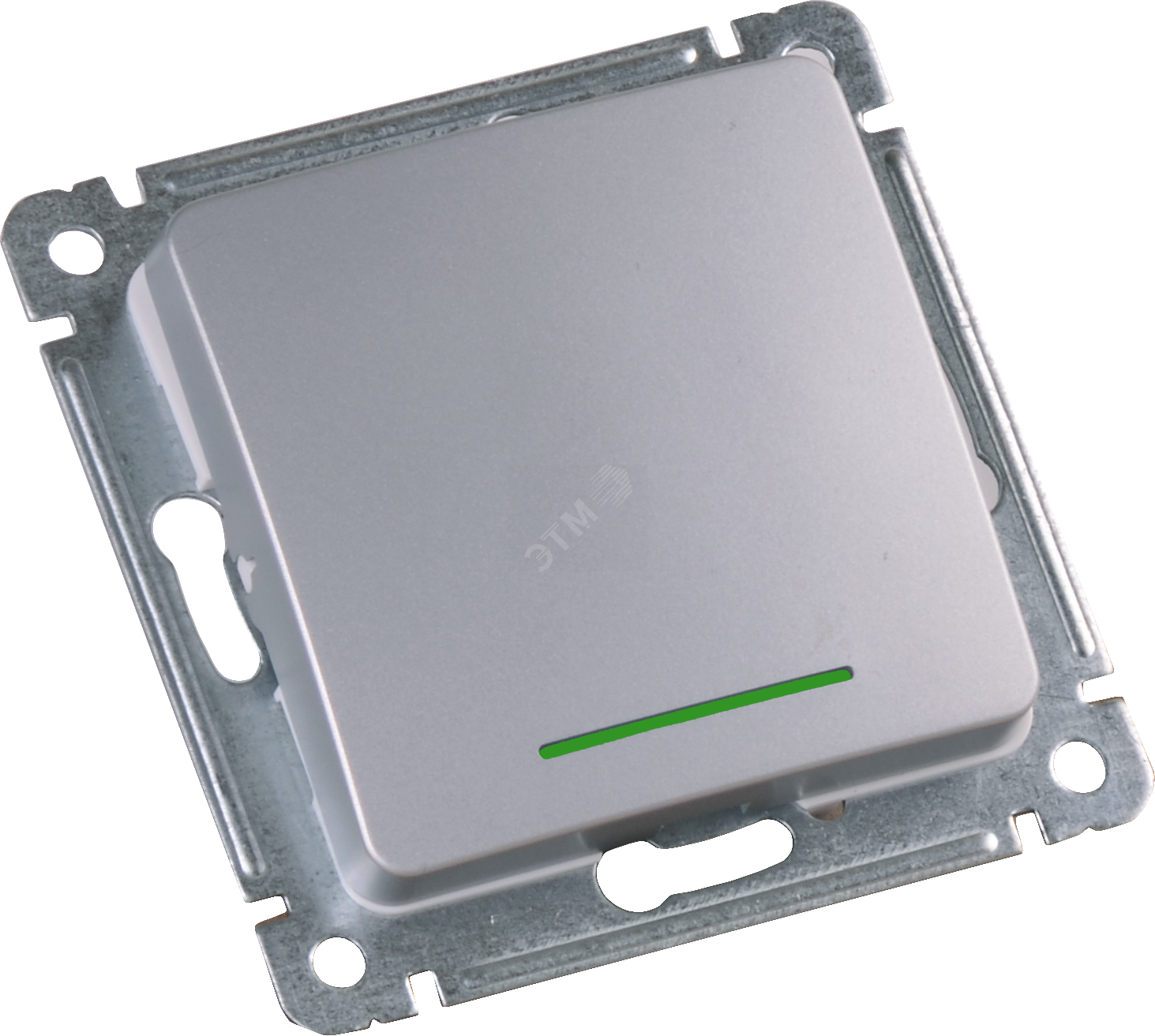 Изображение товара Выключатель одноклавишный, с индикацией, скрытой установки, в рамку, серебро (шт)