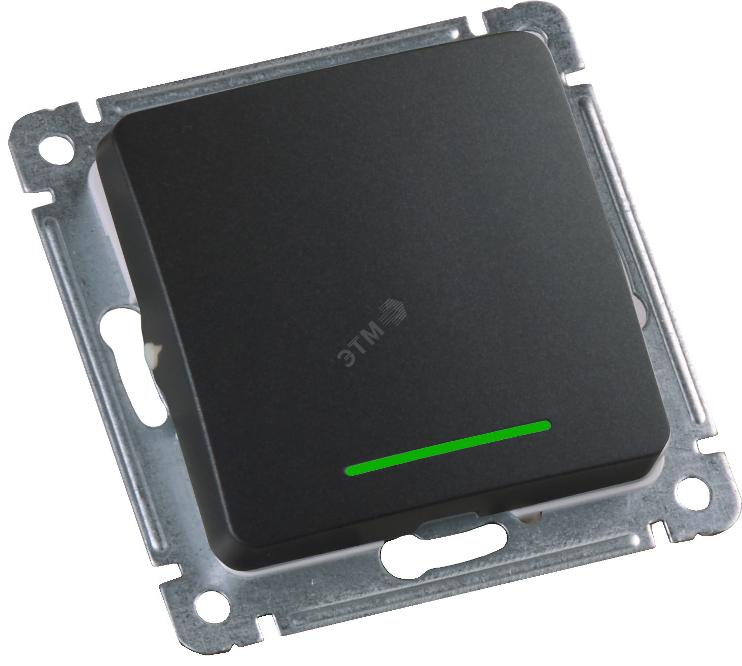 Изображение товара Выключатель одноклавишный, с индикацией, скрытой установки, в рамку, черный (шт)