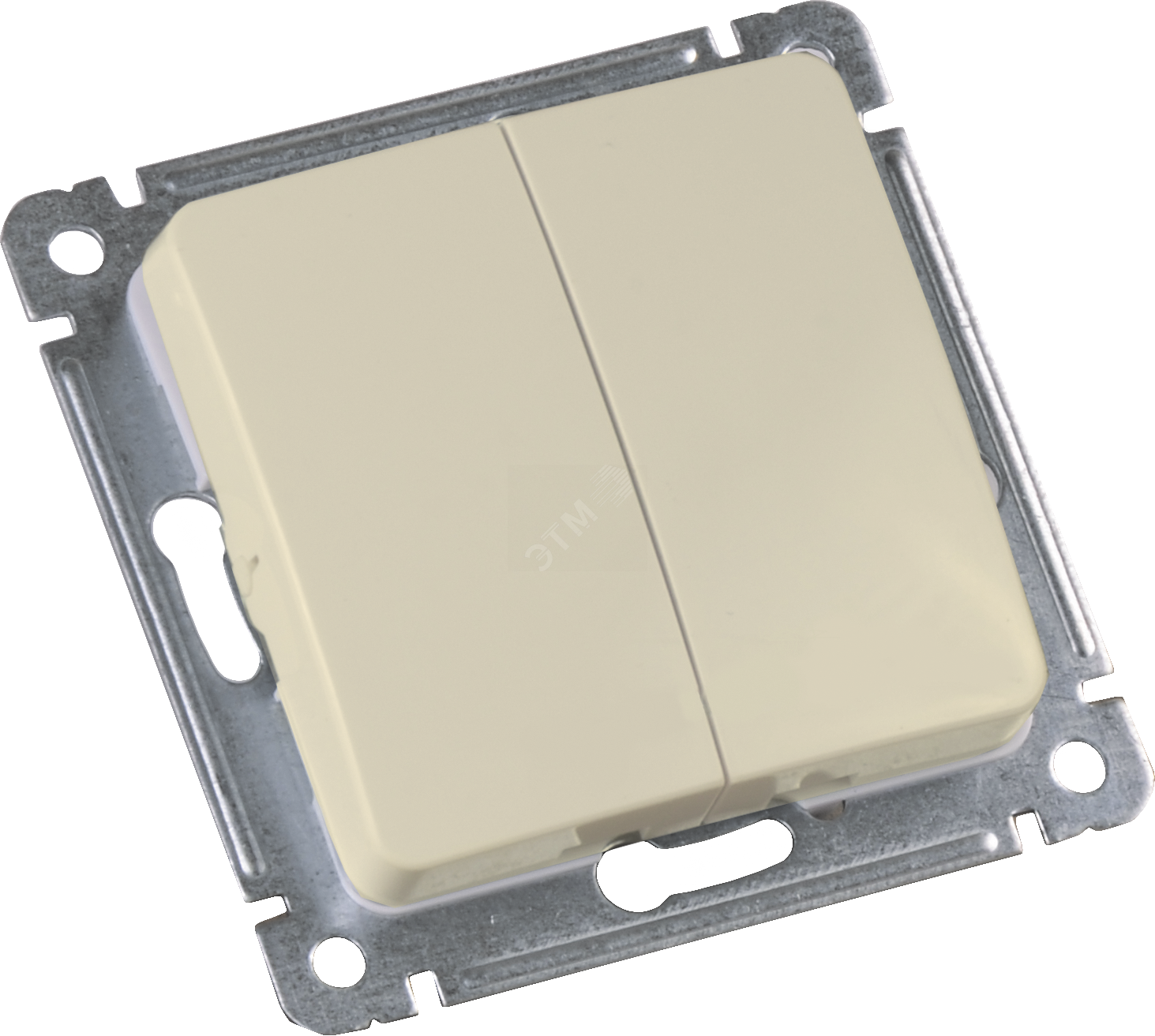 Изображение товара Выключатель двухклавишный скрытой установки серия Master в рамке слоновая кость