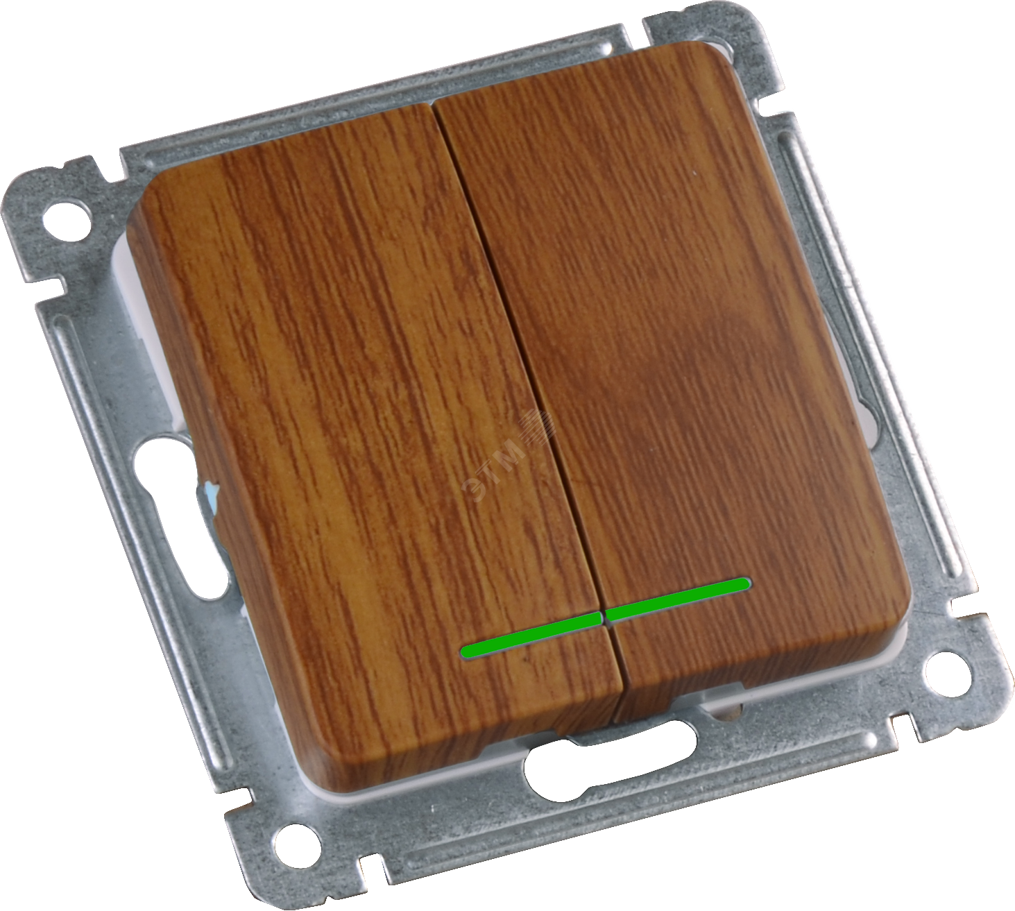 MASTER Выключатель двухклавишный с индикацией, скрытой установки, в рамку, дуб ВС10-452-05 HEGEL