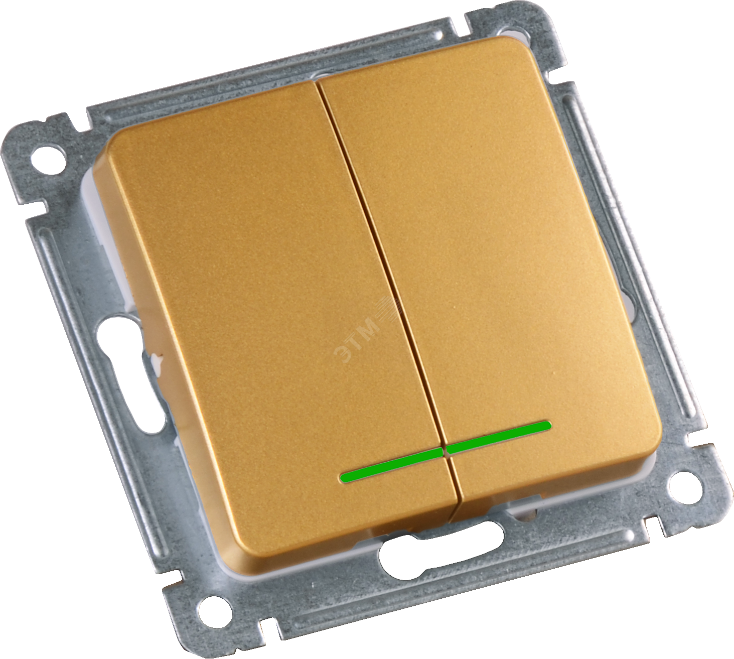 MASTER Выключатель двухклавишный с индикацией, скрытой установки, в рамку, золото ВС10-452-07 HEGEL