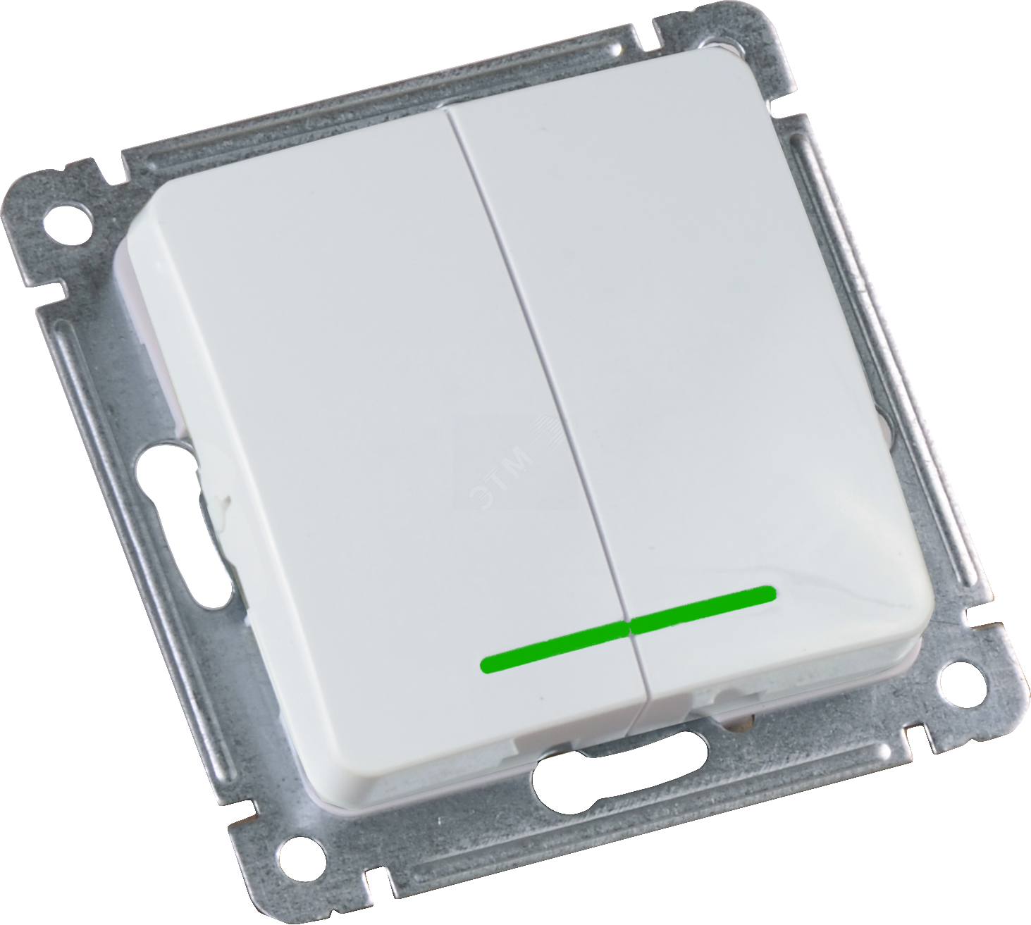 Изображение товара Выключатель двухклавишный с индикацией и скрытой установкой MASTER HEGEL IP20