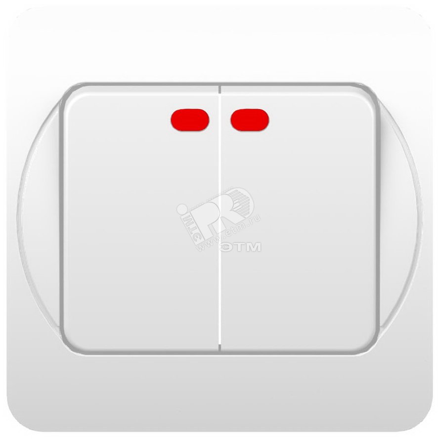 SUNNY Выключатель двухклавишный скрытый белый с индикацией 10А (5123) 1151378 Powerman