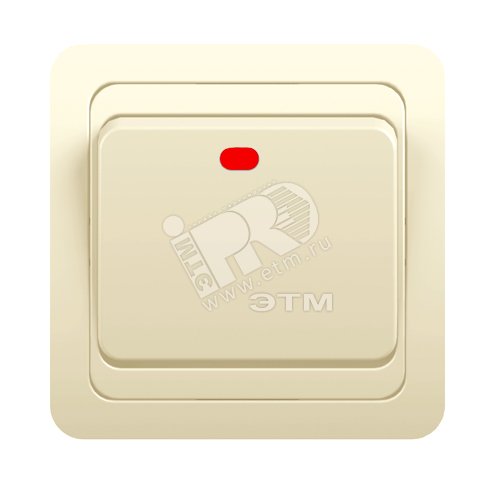 Выключатель одноклавишный, скрытый, бежевый, с индикацией 10А, 2121 1156499 Powerman