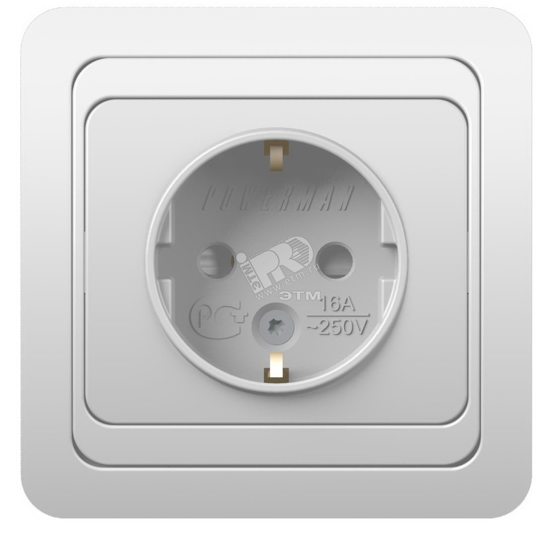 Изображение товара CLASSIC Розетка с заземлением скрытая со шторками 16А белая (шт)