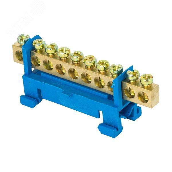 Изображение товара Шина нулевая 6х9мм 10 отверстий PROxima из латуни для DIN-рейки'