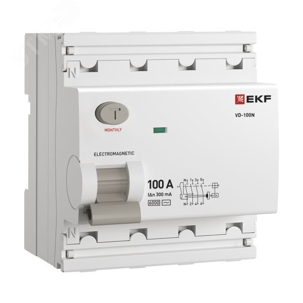 Изображение товара Выключатель дифференциального тока 4P 100А 300mA AC PROXIMA EKF